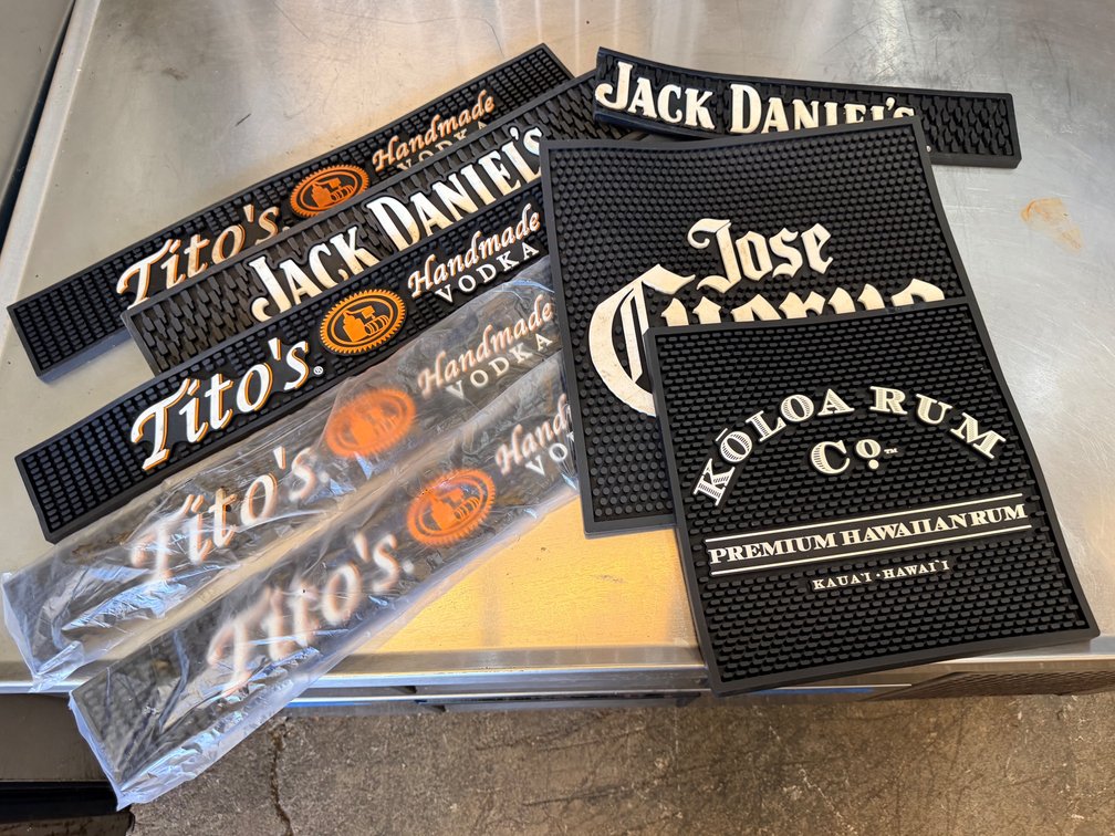 Mixed Lot of Branded Bar Mats – Tito’s, Jack Daniel’s, Jose Cuervo, Koloa Rum