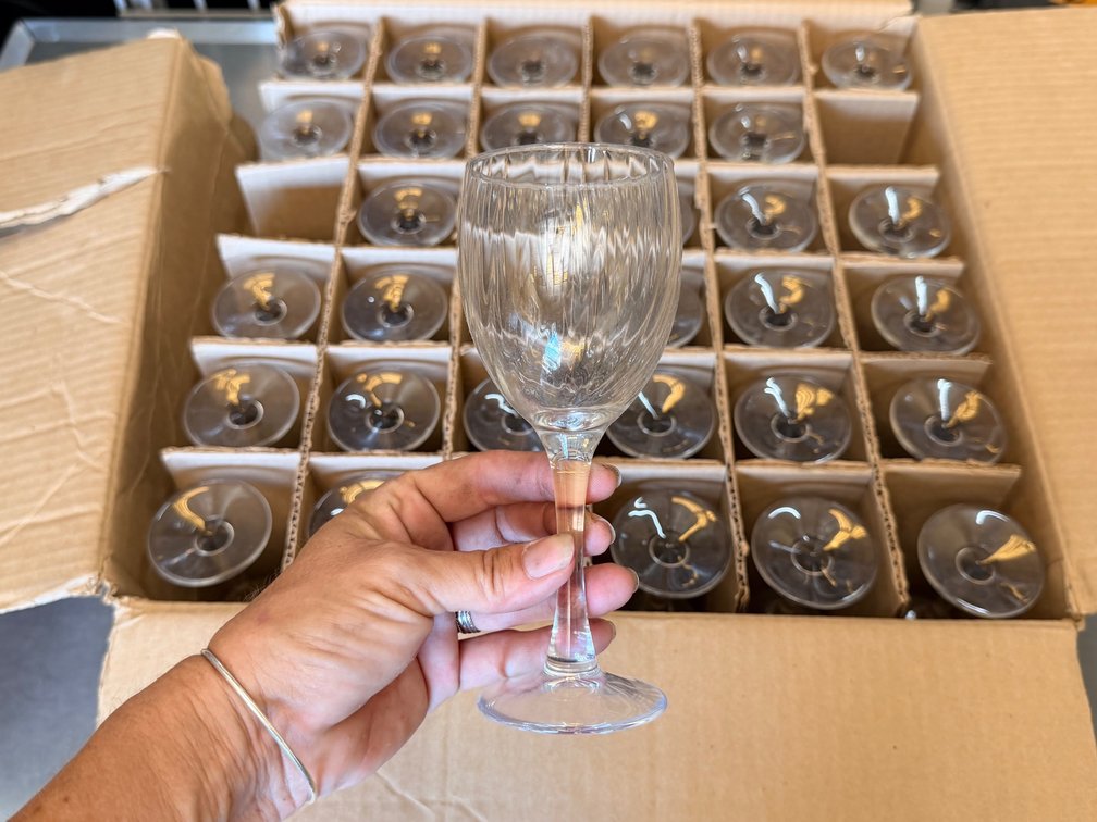 (X's 34) Ribbed Stemmed Glass Goblets