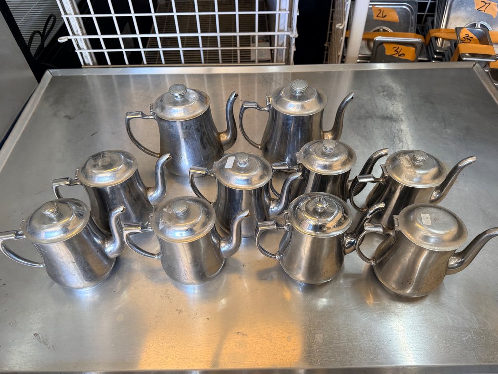 (X's 10) Stainless Steel Teapots/Coffee Servers – Two Sizes