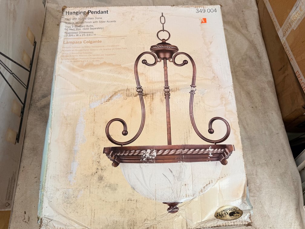 Hampton Bay Hanging Pendant Light with Clear & Frosted Glass Dome