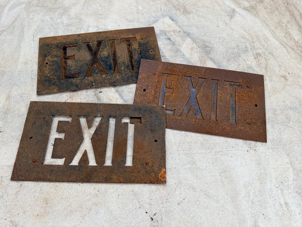 (X's 3) Metal EXIT Signs