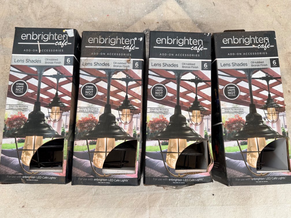 (X's 4) Enbrighten Café Lens Shades, Oil-Rubbed Bronze Finish