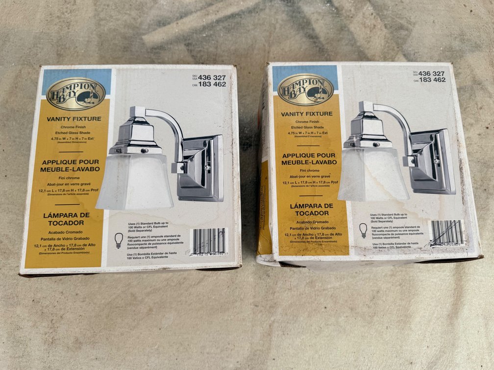 (X's 2) Hampton Bay Single-Light Vanity Fixtures