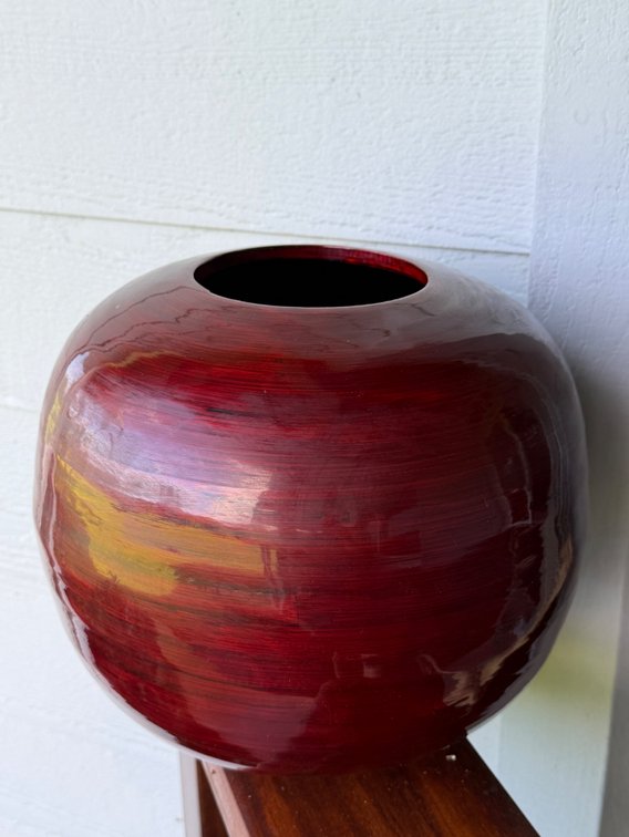 Red Lacquered Wood Vessel
