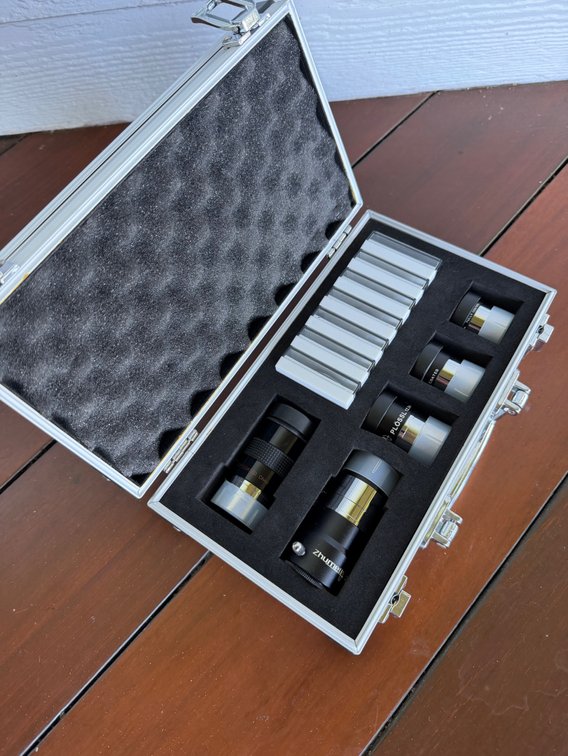 Set of Zhumell Telescope Eyepieces in Case