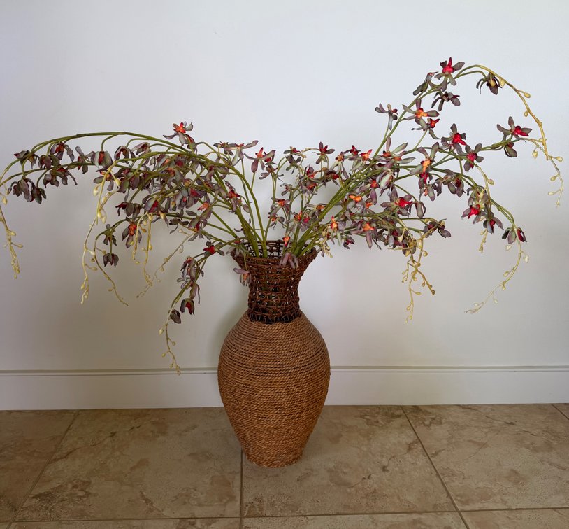Decorative Floor Vase with Faux Floral Arrangement