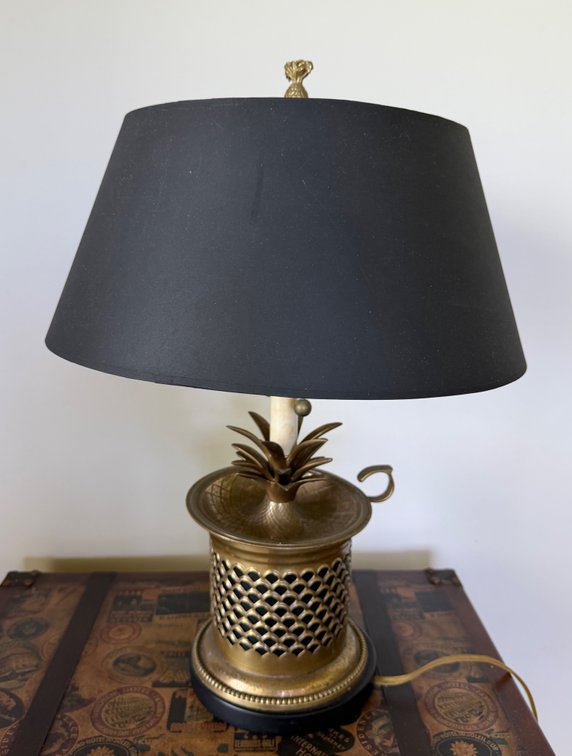 Brass Table Lamp with Black Shade