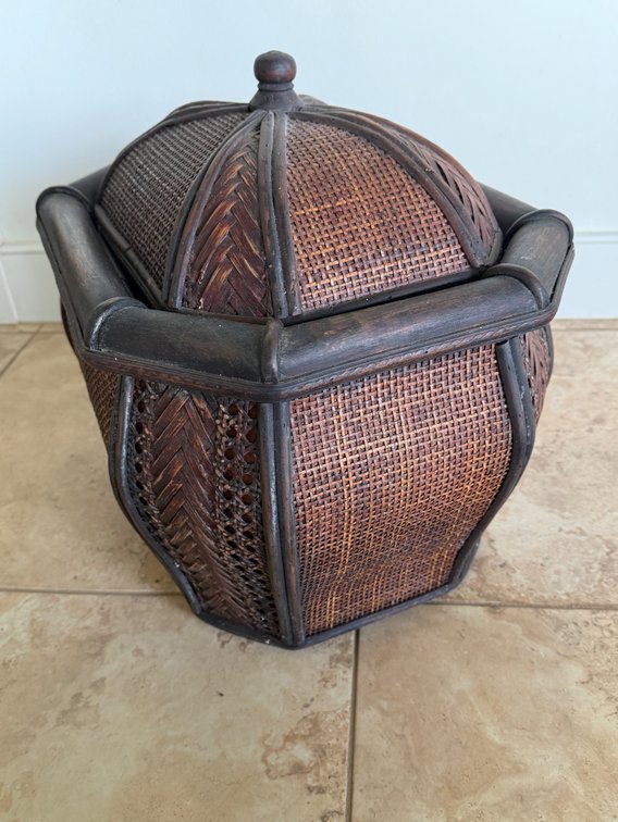 Woven Rattan Lidded Basket