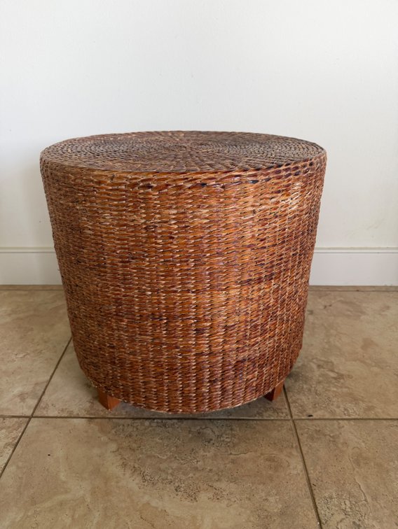 Woven Rattan Storage Ottoman