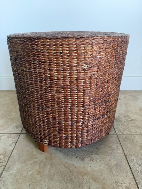 Woven Rattan Storage Ottoman