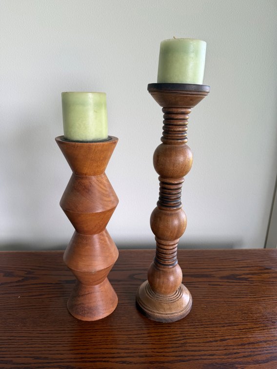 Pair of Wooden Candlesticks