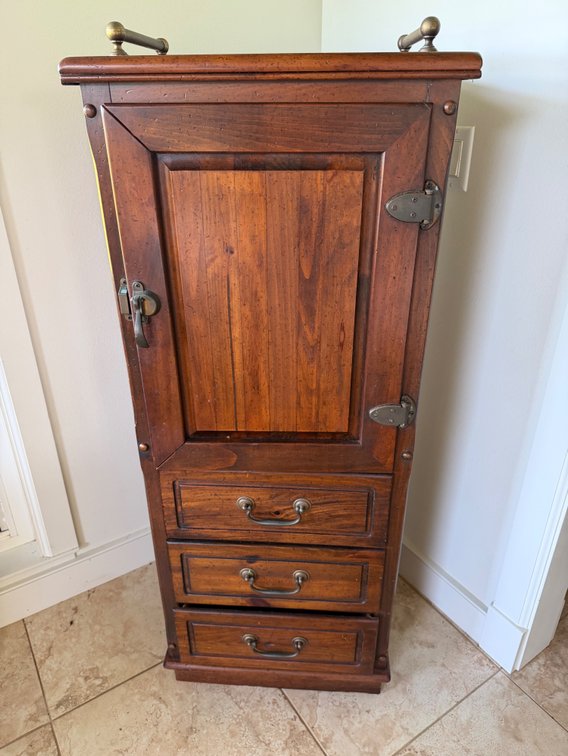 Tall Wood Cabinet with Drawers