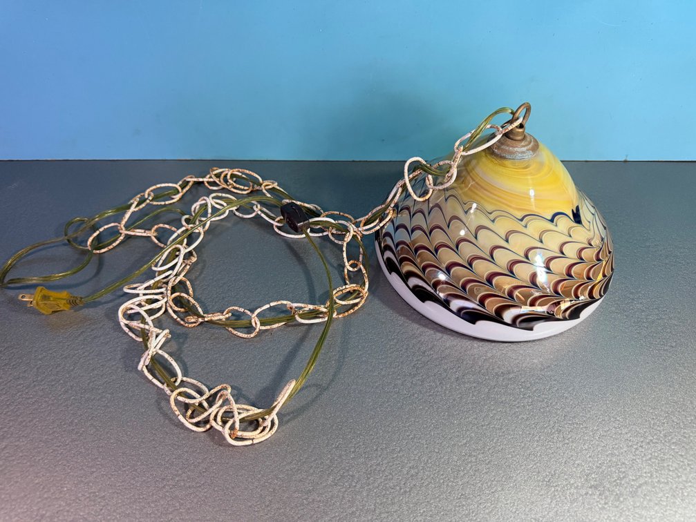 Art Glass Pendant Light with Swirl Pattern