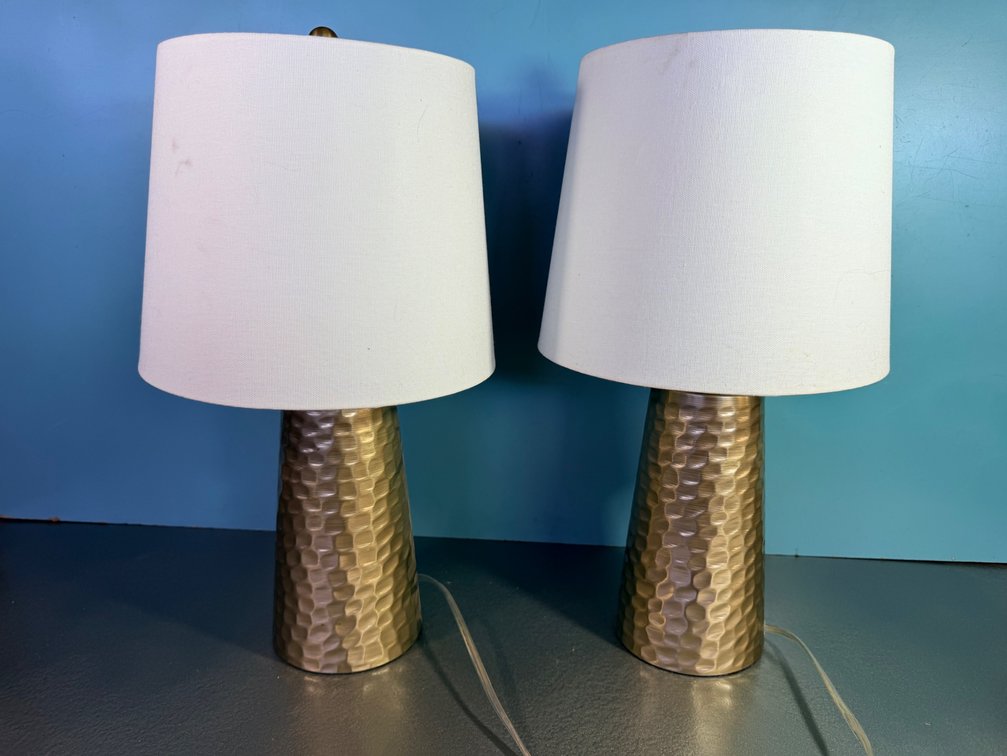 (X's 2) Metal Table Lamps with Fabric Shades