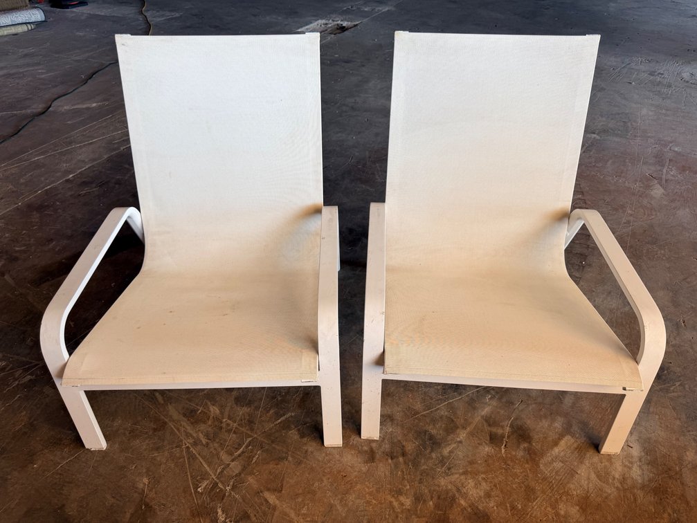 (X's 2) White Metal and Sling Patio Chairs