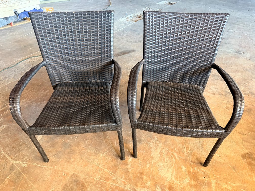 (X's 2) Dark Plastic Armchairs