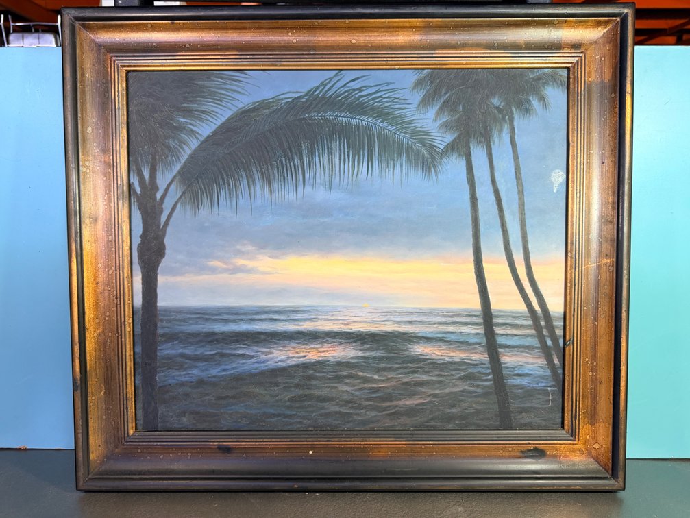 Framed Original Painting Coastal Landscape Artwork