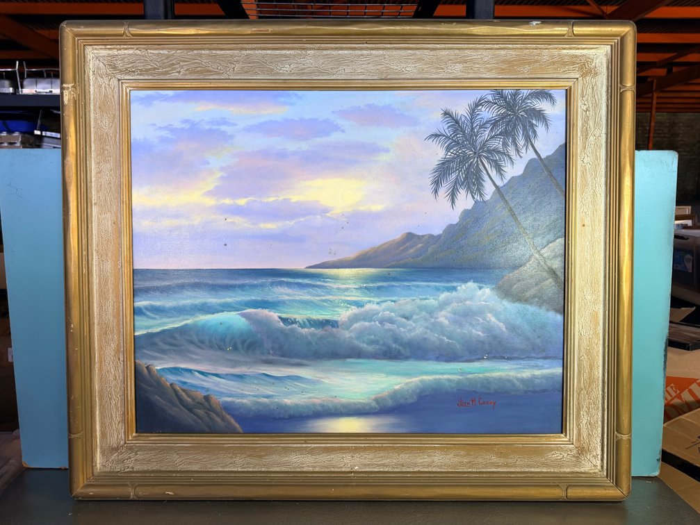 Framed Original Coastal Seascape Artwork Signed Lisa M. Casey