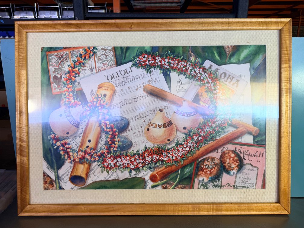 Framed Print Hawaiian-Themed Artwork with Musical Motif