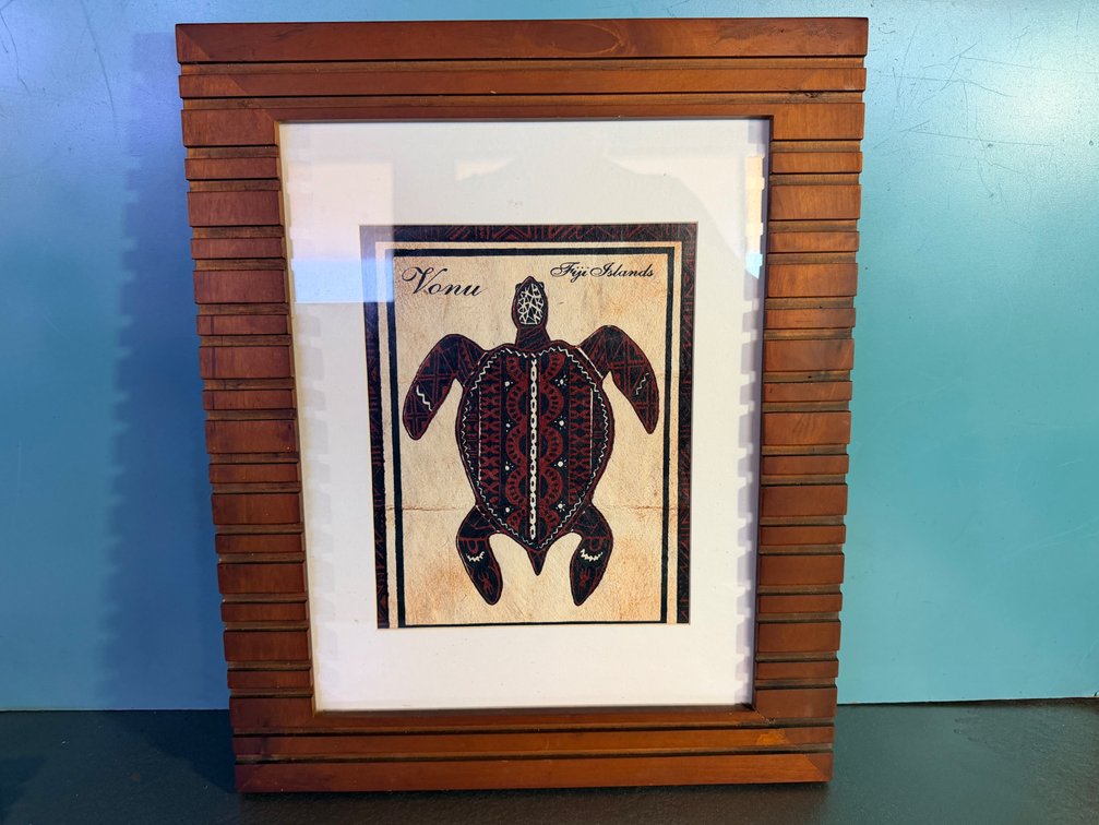 Framed Fijian Sea Turtle Artwork