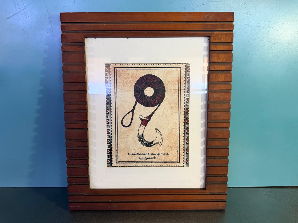 Framed Fijian Traditional Fishing Hook Artwork