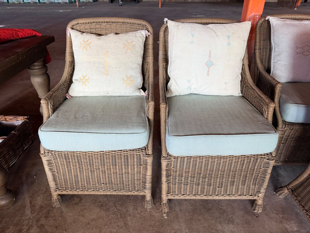 (X's 2) Wicker Armchairs with Cushions