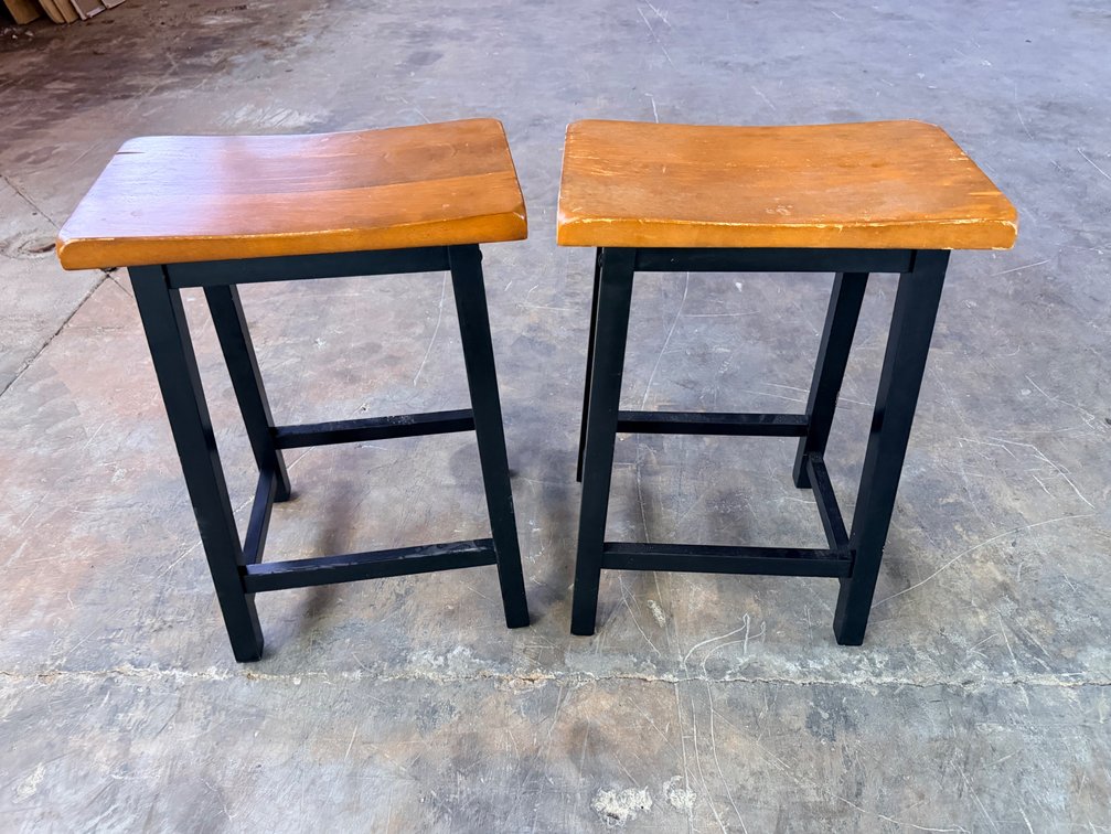 (X's 2) Wood and Metal Bar Stools