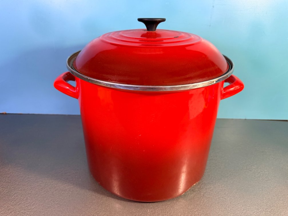 Red Enamel Stock Pot with Lid