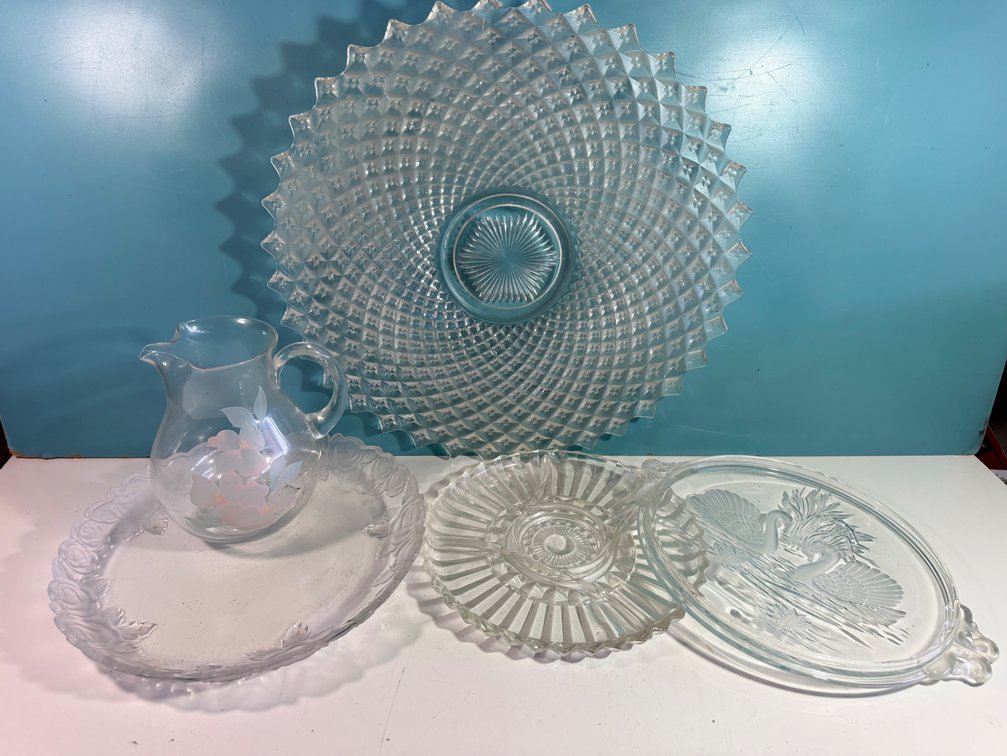 Decorative Pressed Glass Serving Pieces