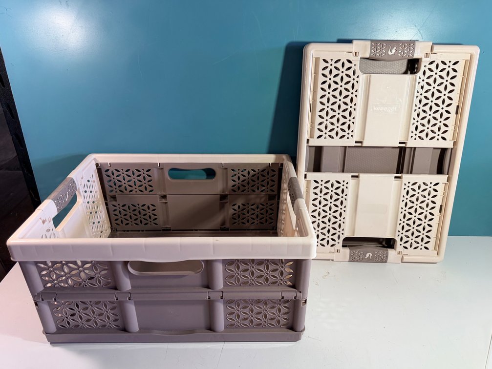 (X's 2) Folding Plastic Storage Crates