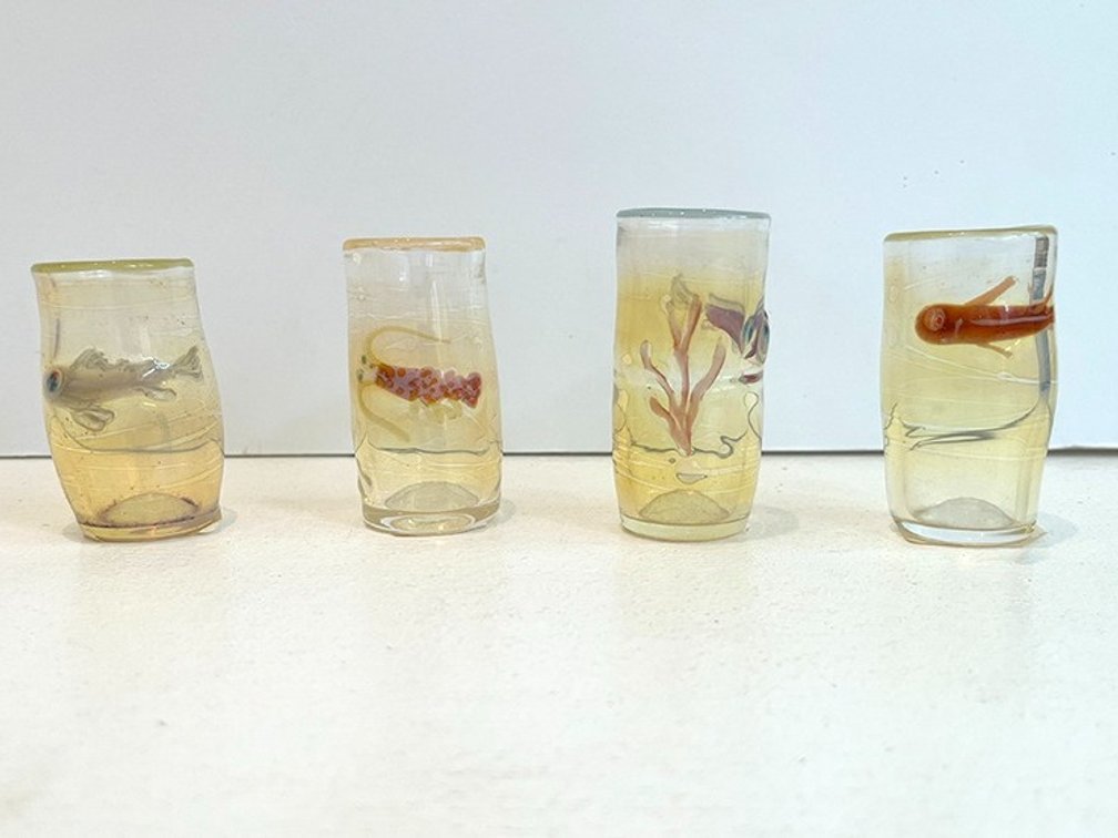 4 Handblown Liqueur Glasses
