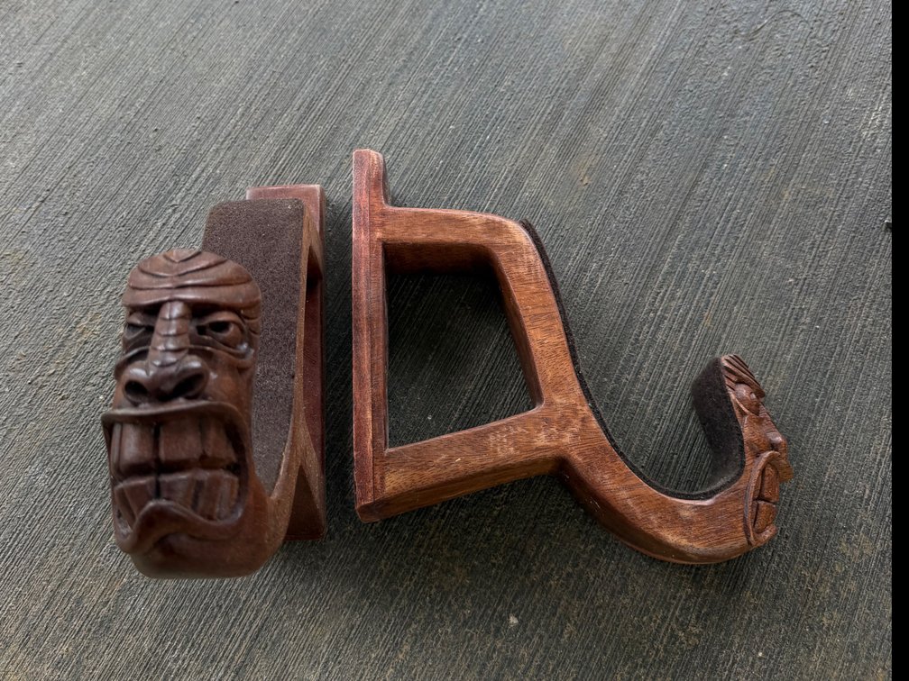 Carved Wooden Wall Brackets Tiki Face