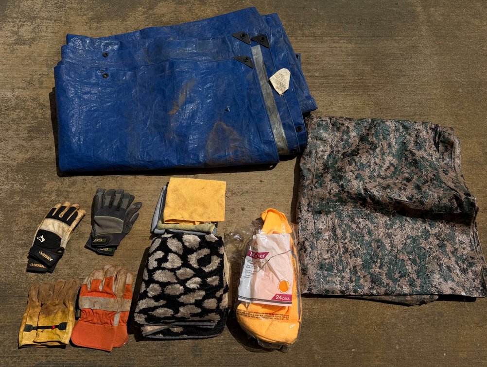 Work Gloves, Tarps and Shop Towels
