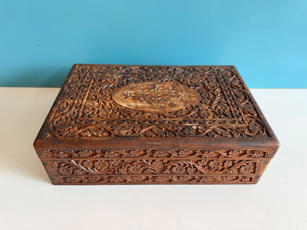 Hand-Carved Decorative Wooden Box