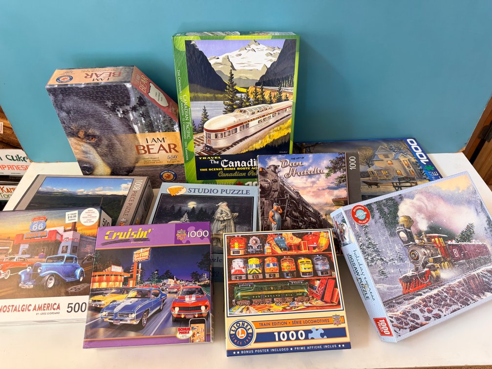 Assorted Jigsaw Puzzle Collection – Trains, Wildlife & Americana Themes