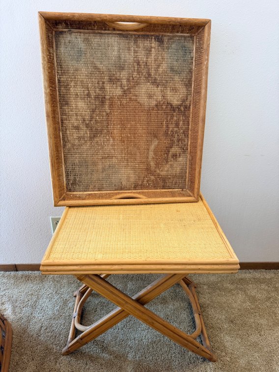 Rattan Folding Accent Table