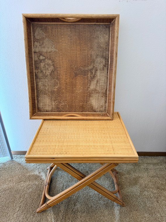 Rattan Folding Accent Table