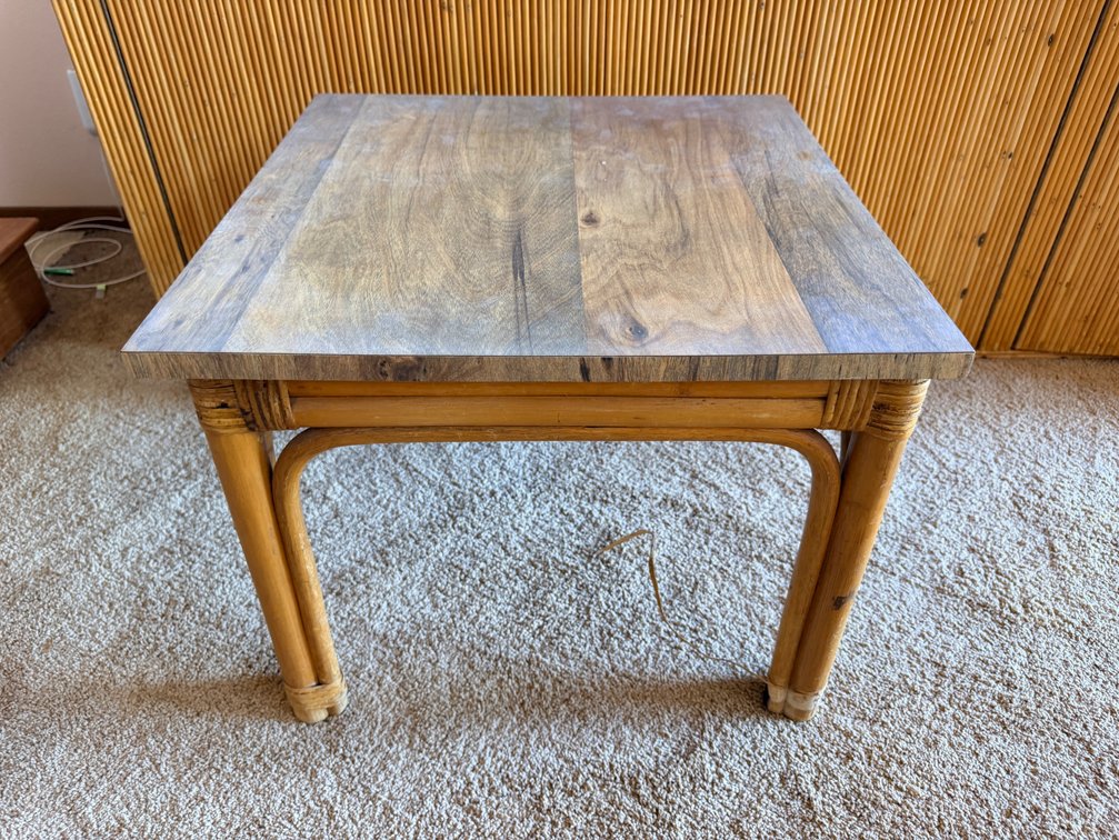 Laminate Top Rattan Side Table