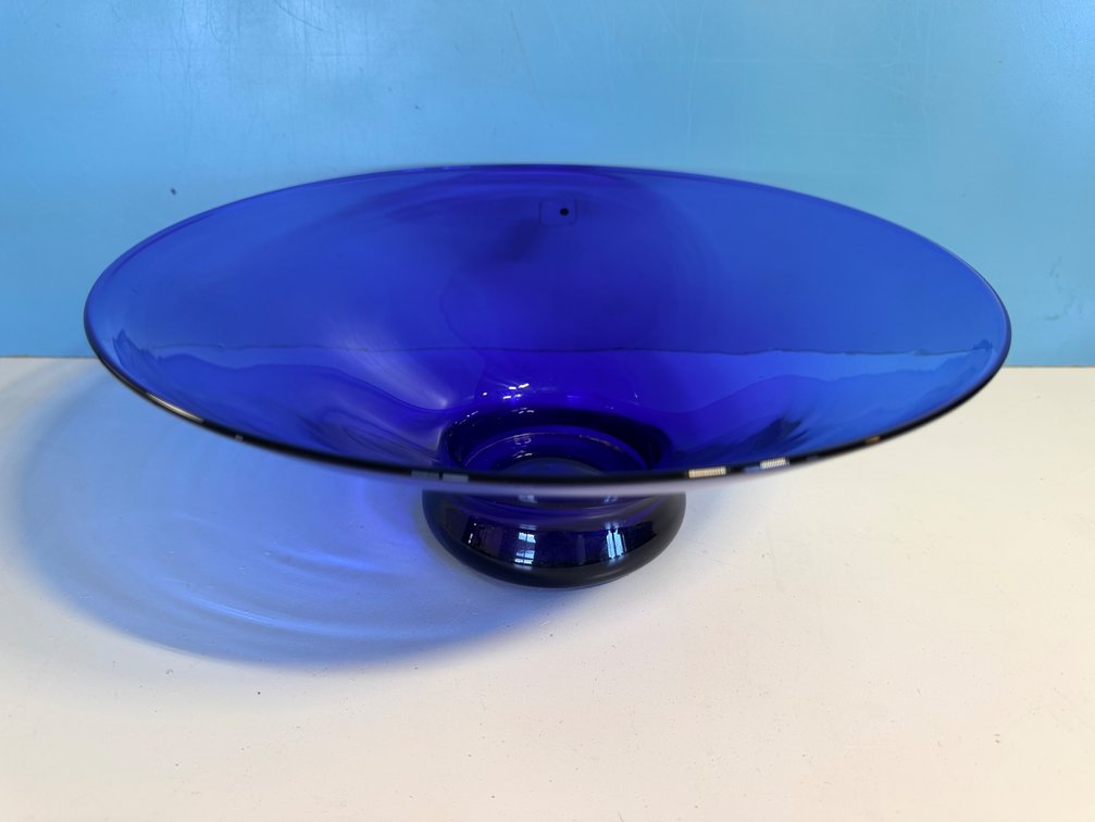 Blenko Cobalt Blue Pedestal Glass Bowl