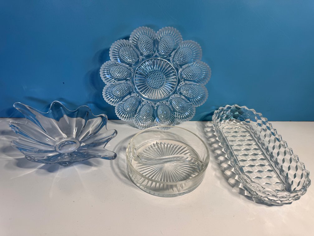 Assorted Decorative Glass Serving Pieces