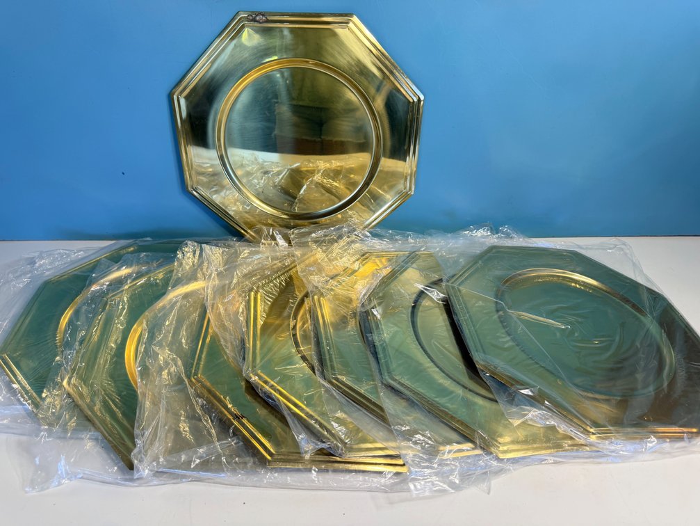 Set of Gold-Tone Octagonal Charger Plates