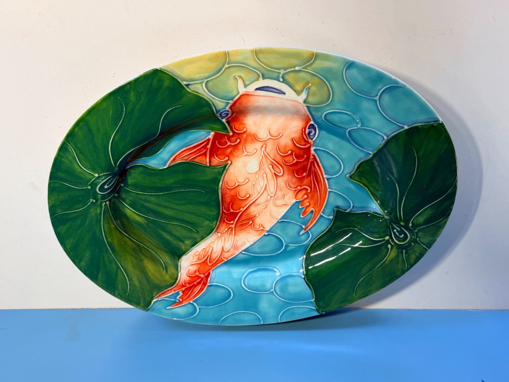 Banana Patch Studio Hand-Painted Koi Fish Serving Platter