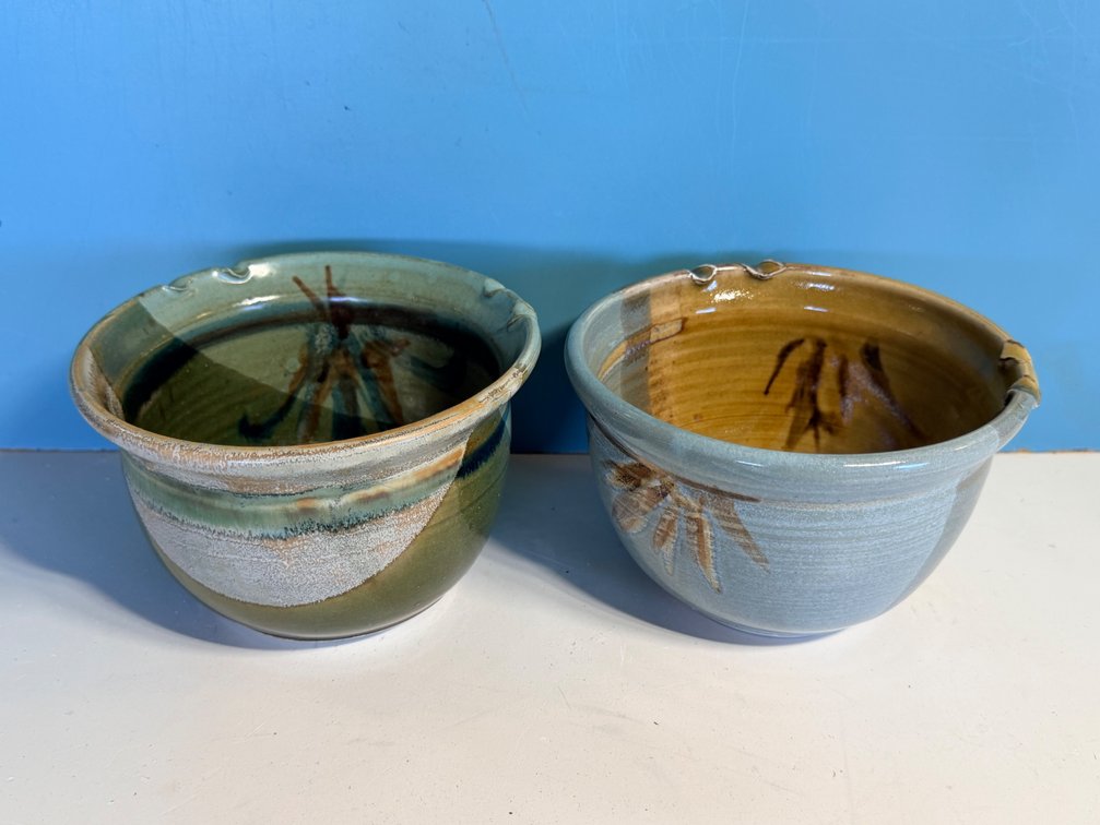 (X's 2) Studio Pottery Mixing Bowls