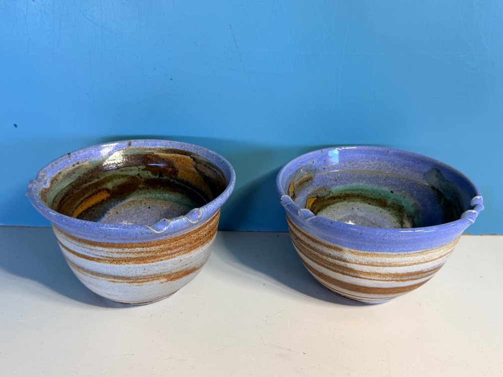 (X's 2) Studio Pottery Mixing Bowls