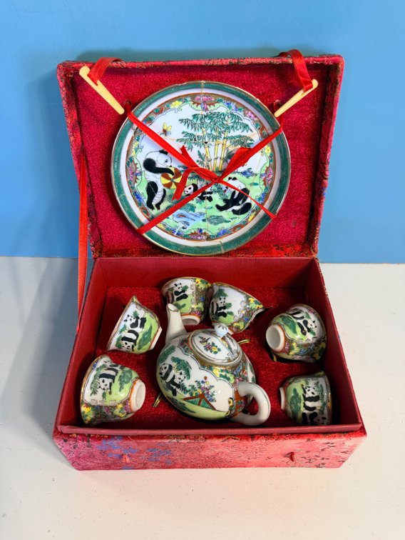 Miniature Panda Porcelain Tea Set in Presentation Box