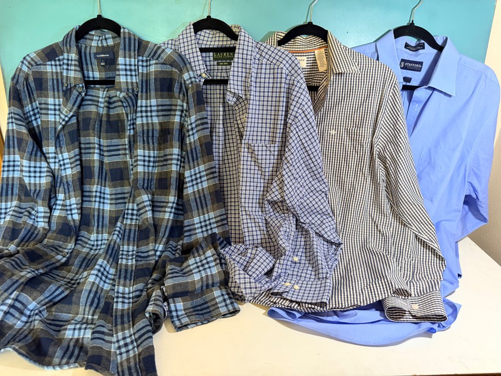 (X's 4) Men's Long-Sleeve Dress & Casual Shirts - Size Large / 17½ x 33