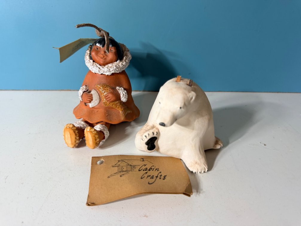 Handmade Alaskan Figurines – Inuit Child & Polar Bear
