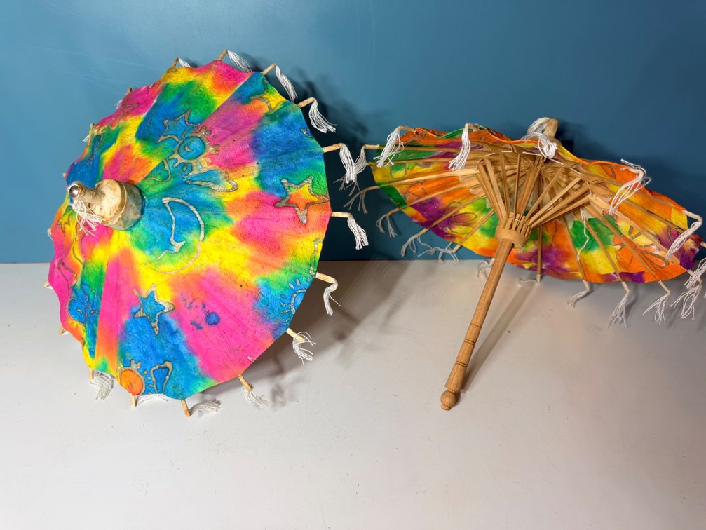 Pair of Colorful Decorative Paper Parasols