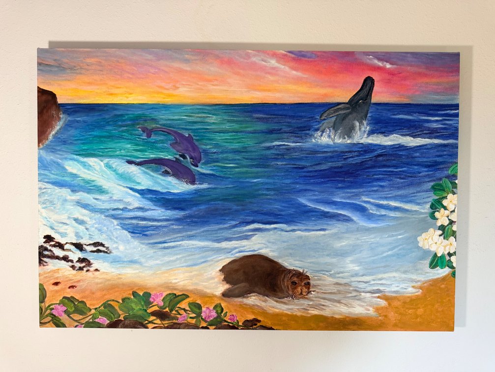 Hawaiian Ocean Wildlife Print on Canvas
