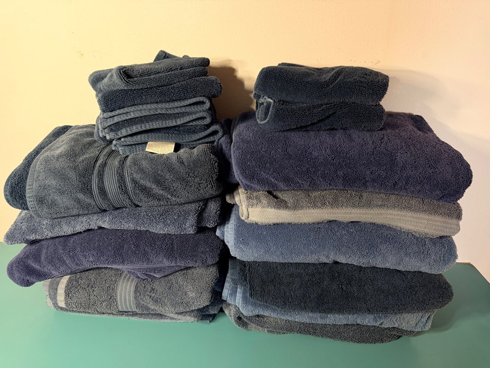 Assorted Blue & Gray Bath Towels